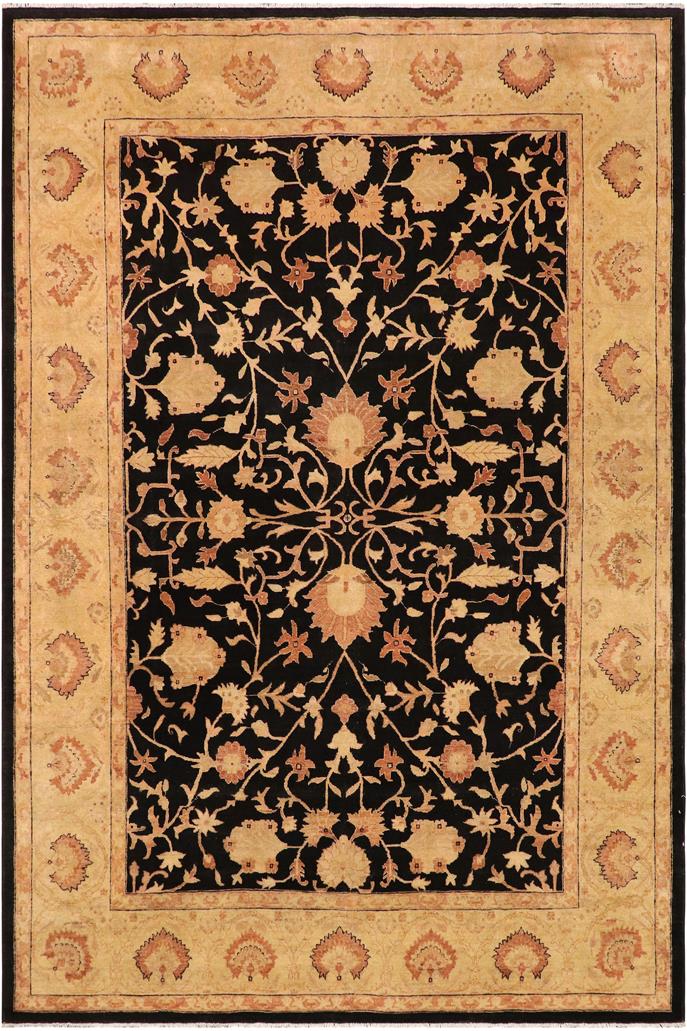handmade Traditional Kafkaz Black Gold Hand Knotted RECTANGLE 100% WOOL area rug 9 x 12