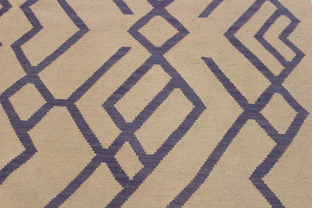handmade Modern Kilim Beige Purple Hand-Woven RECTANGLE 100% WOOL area rug 7' x 10'