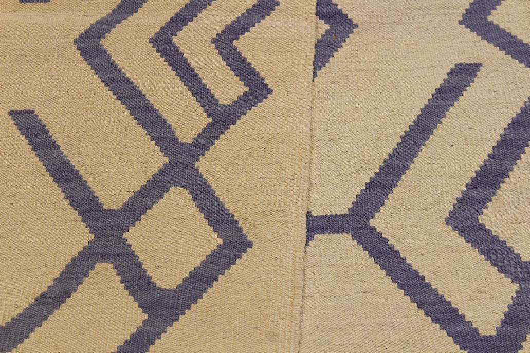Flat Weave Kilim Antique Navaho Vintage handmade Modern Kilim Beige Purple Hand-Woven Rectangle 100% Wool Area Rug 7x10 