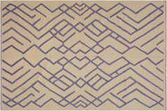 handmade Modern Kilim Beige Purple Hand-Woven RECTANGLE 100% WOOL area rug 7' x 10'
