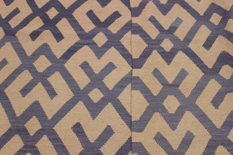 handmade Modern Kilim Beige Purple Hand-Woven RECTANGLE 100% WOOL area rug 6' x 8'