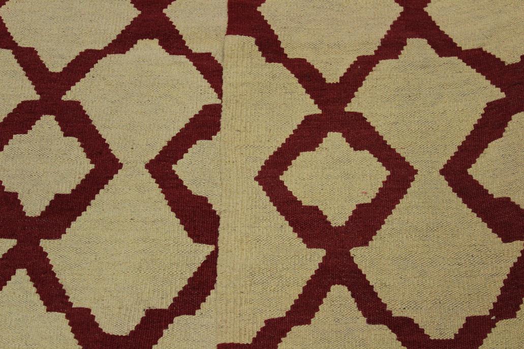 Flat Weave Kilim Antique Navaho Vintage handmade Modern Kilim Beige Red Hand-Woven Rectangle 100% Wool Area Rug 4x6 