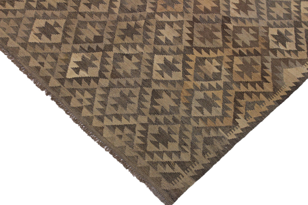 handmade Modern Kilim Gray Brown Hand-Woven RECTANGLE 100% WOOL area rug 6' x 8'