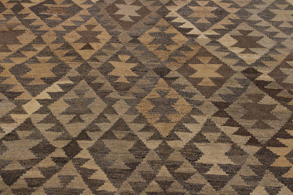 handmade Modern Kilim Gray Brown Hand-Woven RECTANGLE 100% WOOL area rug 6' x 8'