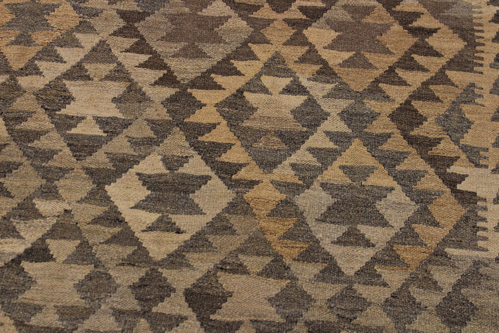 handmade Modern Kilim Gray Brown Hand-Woven RECTANGLE 100% WOOL area rug 6' x 8'