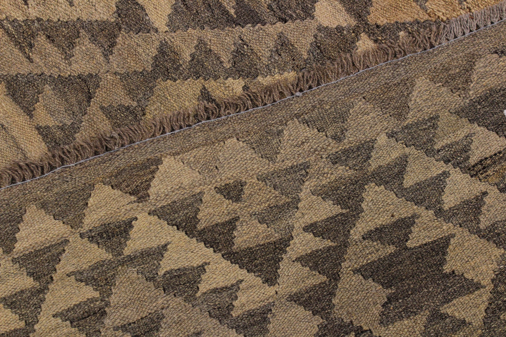 handmade Modern Kilim Gray Brown Hand-Woven RECTANGLE 100% WOOL area rug 6' x 8'