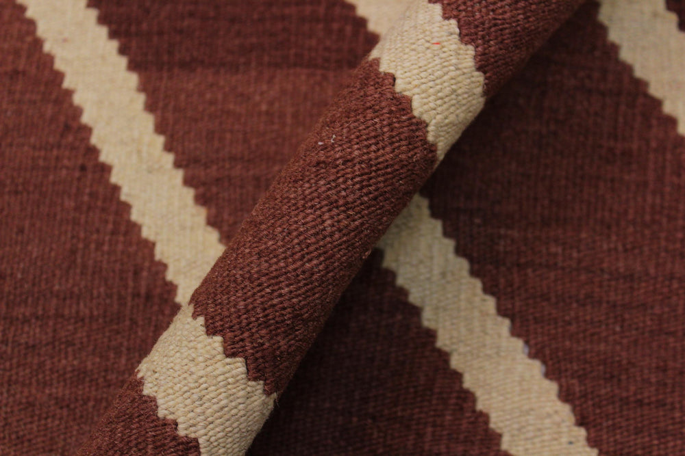 handmade Modern Kilim Brown Beige Hand-Woven RECTANGLE 100% WOOL area rug 7' x 10'