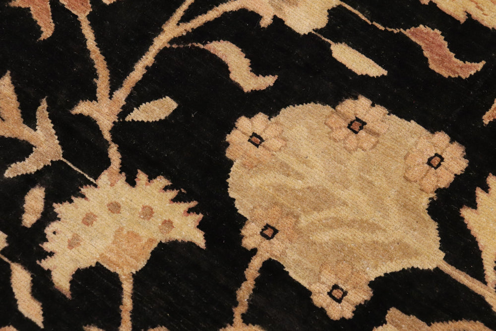 handmade Traditional Kafkaz Black Gold Hand Knotted RECTANGLE 100% WOOL area rug 9x12