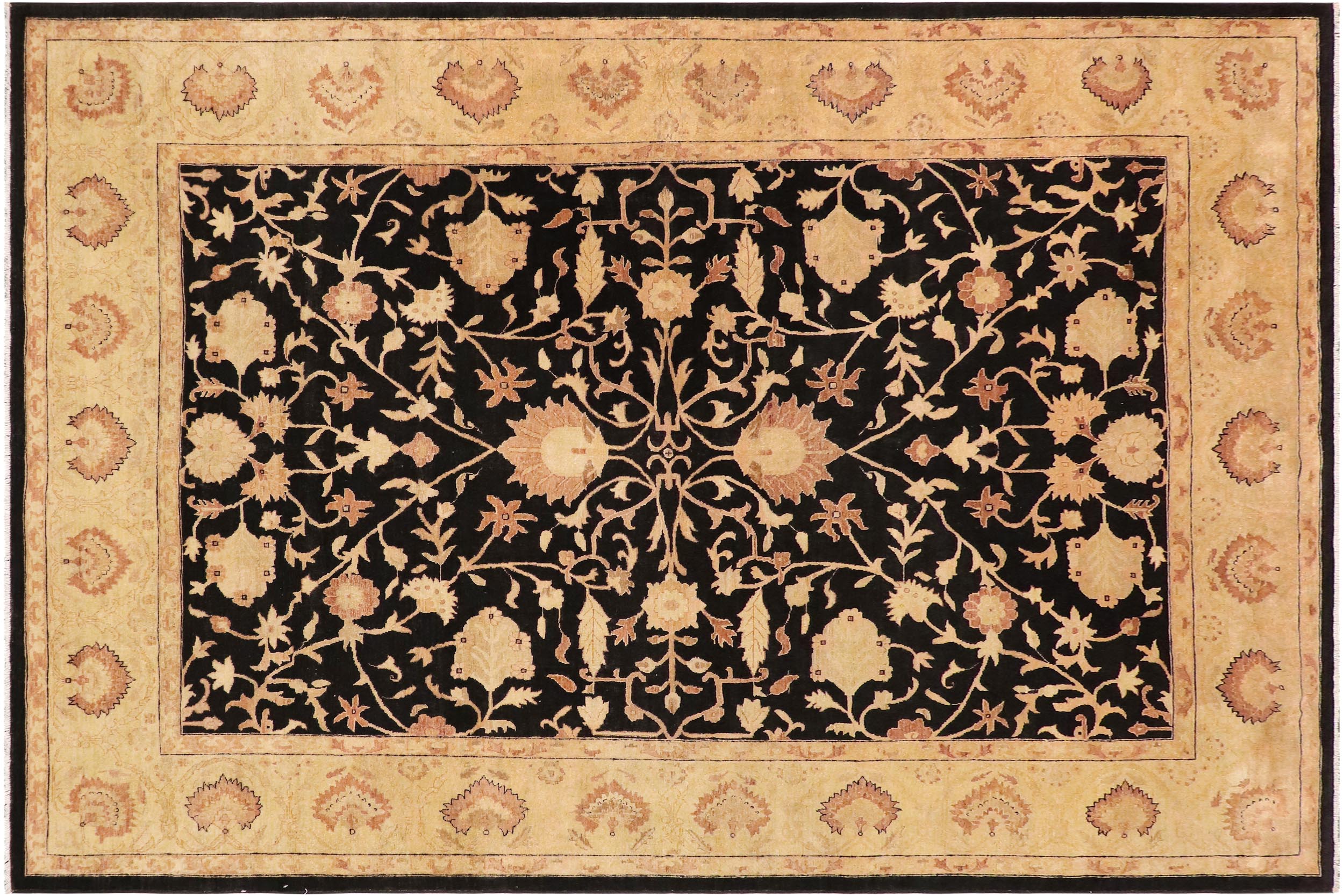 handmade Traditional Kafkaz Black Gold Hand Knotted RECTANGLE 100% WOOL area rug 9x12