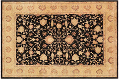 handmade Traditional Kafkaz Black Gold Hand Knotted RECTANGLE 100% WOOL area rug 9x12