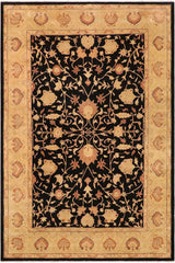 handmade Traditional Kafkaz Black Gold Hand Knotted RECTANGLE 100% WOOL area rug 9 x 12