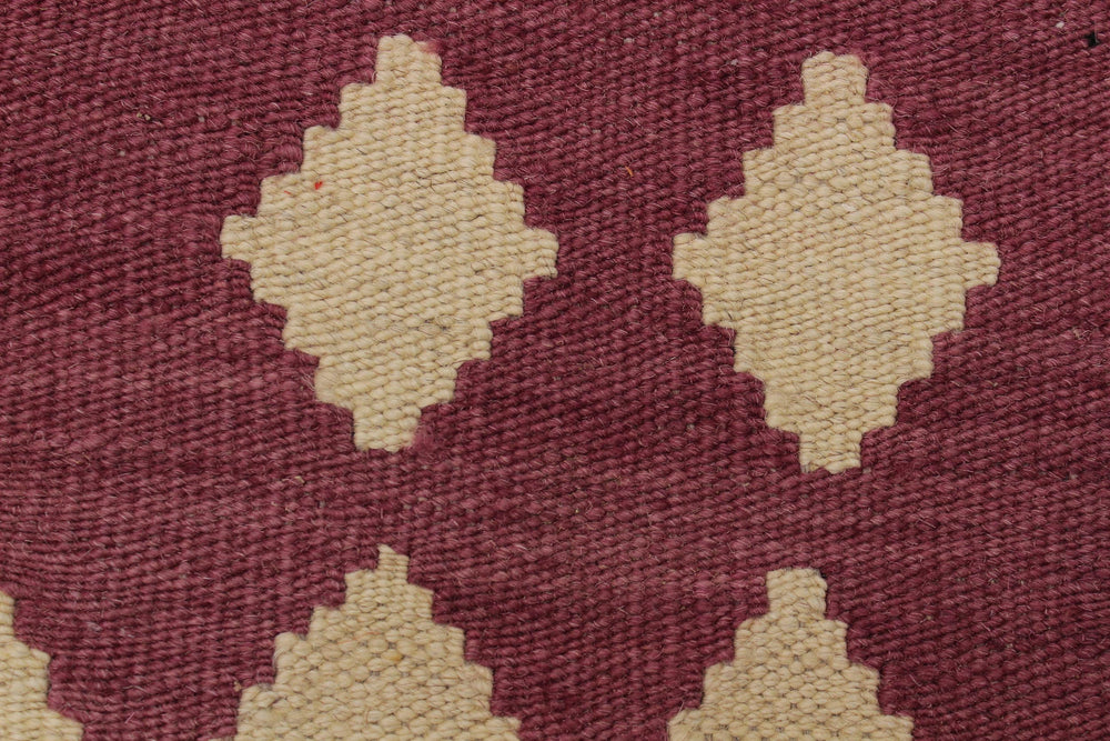 handmade Modern Kilim Burgundy Beige Hand-Woven RECTANGLE 100% WOOL area rug 6' x 8'