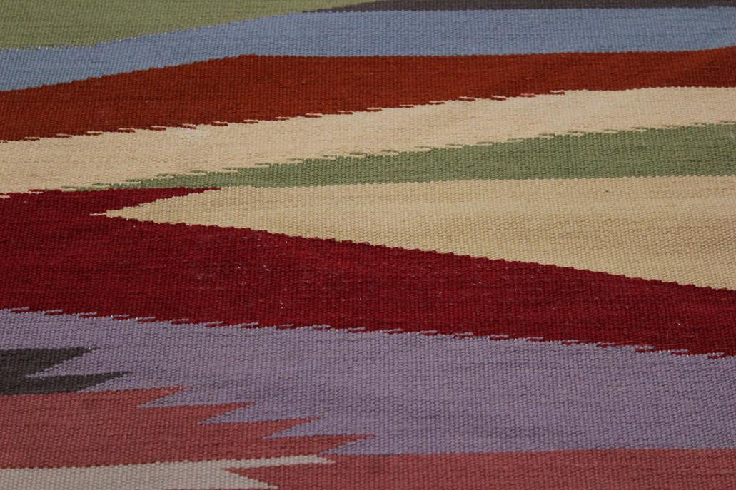 Flat Weave Kilim Antique Navaho Vintage handmade Modern Kilim Gray Blue Hand-Woven Rectangle 100% Wool Area Rug 6x9 