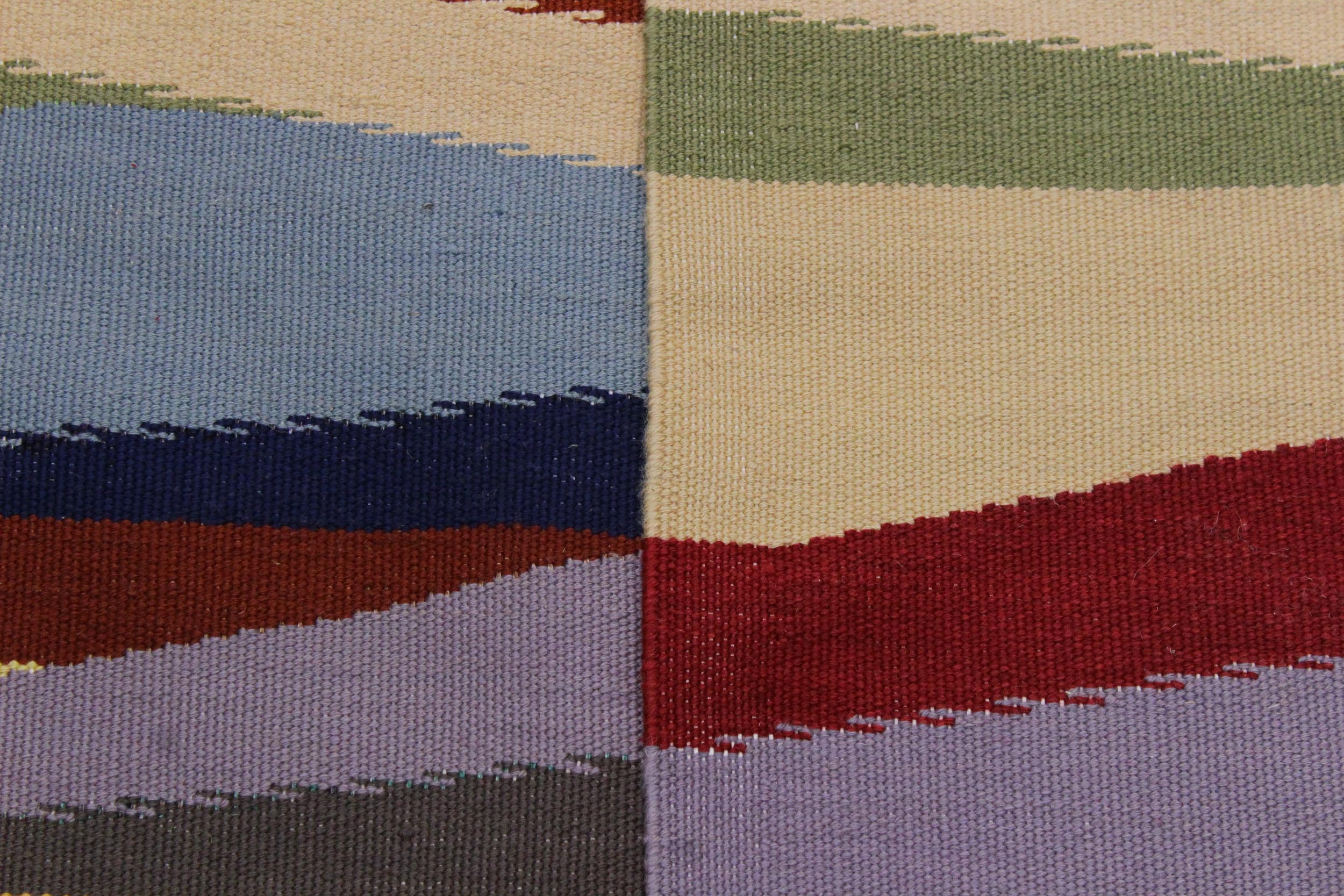 handmade Modern Kilim Gray Blue Hand-Woven RECTANGLE 100% WOOL area rug 6x9