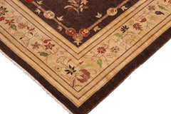 handmade Traditional Kafkaz Brown Tan Hand Knotted RECTANGLE 100% WOOL area rug 9 x 12