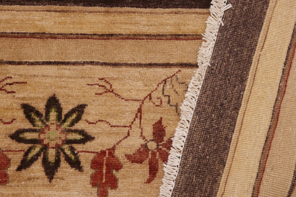 handmade Traditional Kafkaz Brown Tan Hand Knotted RECTANGLE 100% WOOL area rug 9' x 12'