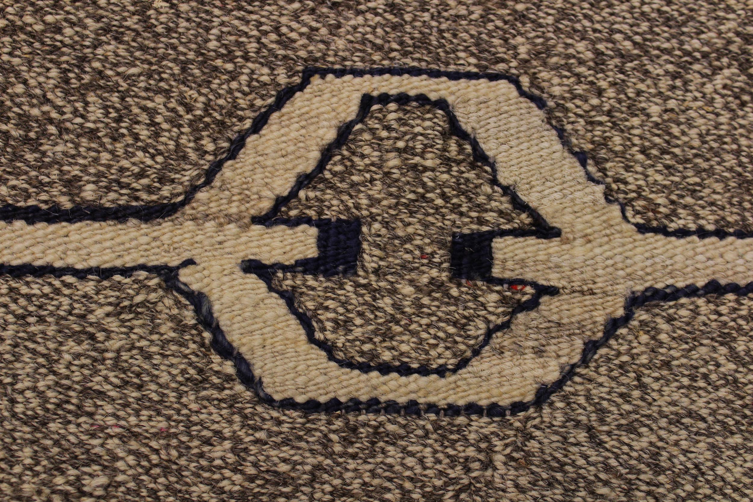 handmade Modern Kilim Gray Tan Hand-Woven RECTANGLE 100% WOOL area rug 6' x 8'