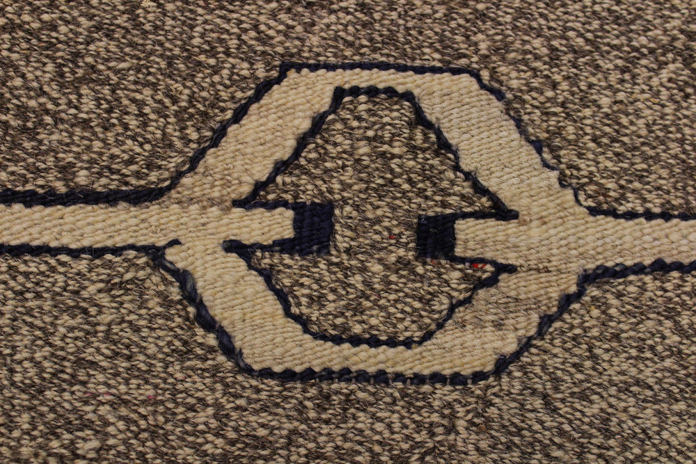 handmade Modern Kilim Gray Tan Hand-Woven RECTANGLE 100% WOOL area rug 6' x 8'