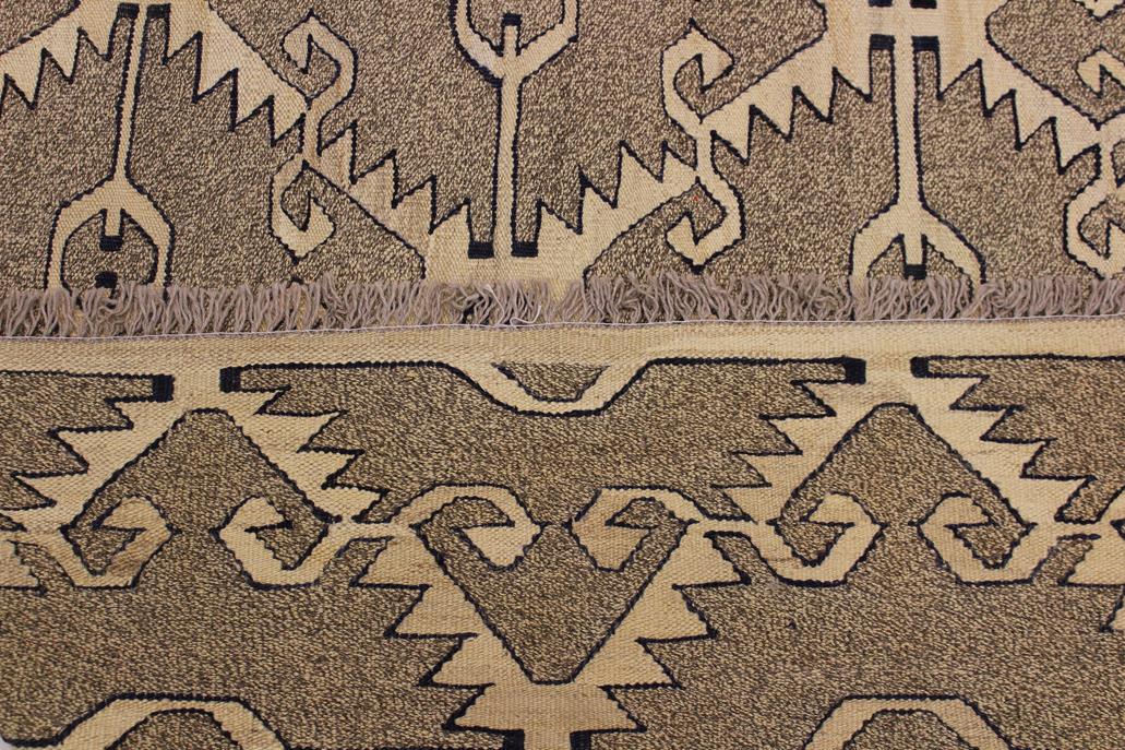 Flat Weave Kilim Antique Navaho Vintage handmade Modern Kilim Gray Tan Hand-Woven Rectangle 100% Wool Area Rug 6x8 
