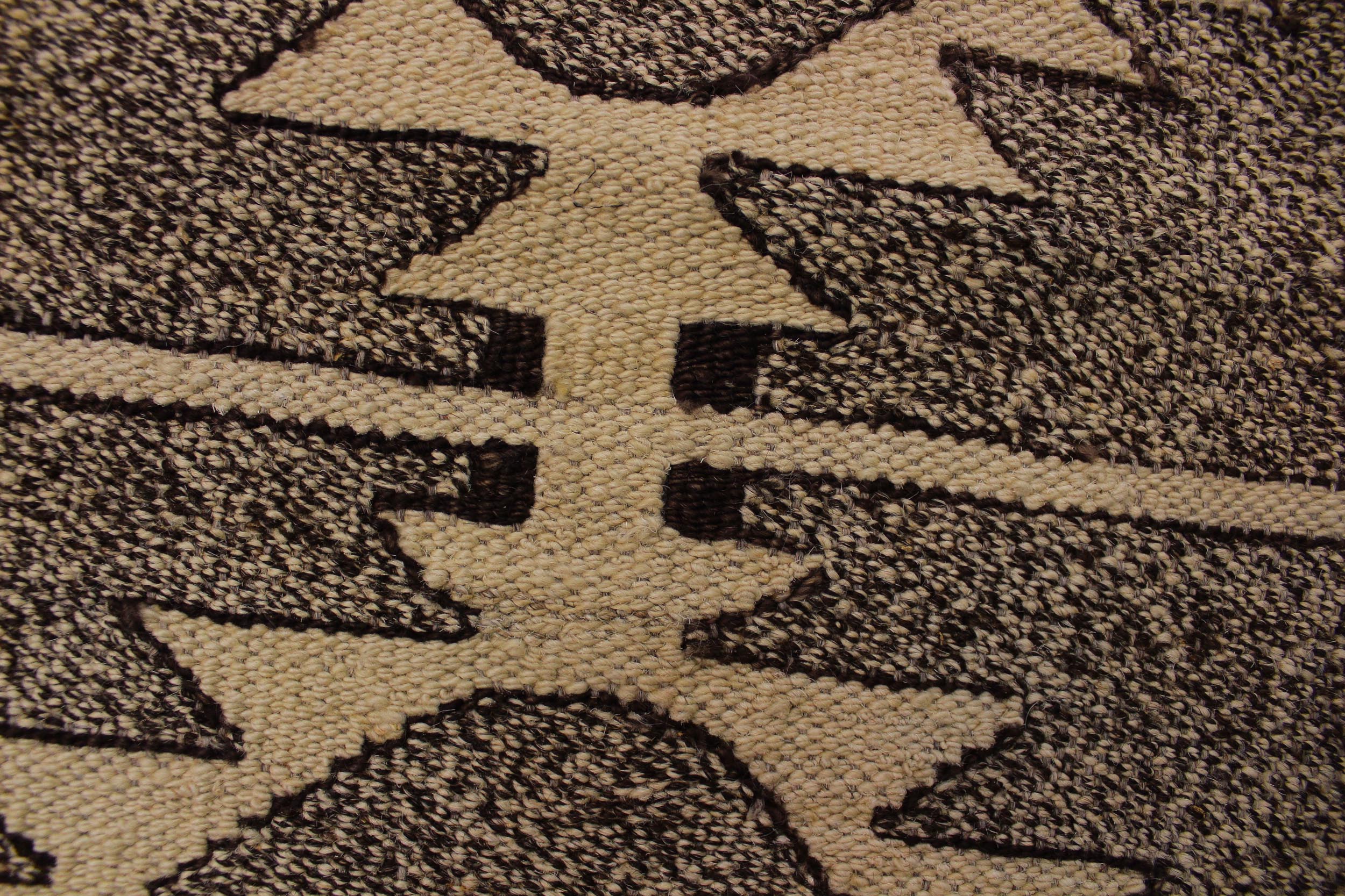 handmade Modern Kilim Drk. Gray Ivory Hand-Woven RECTANGLE 100% WOOL area rug 10' x 14'