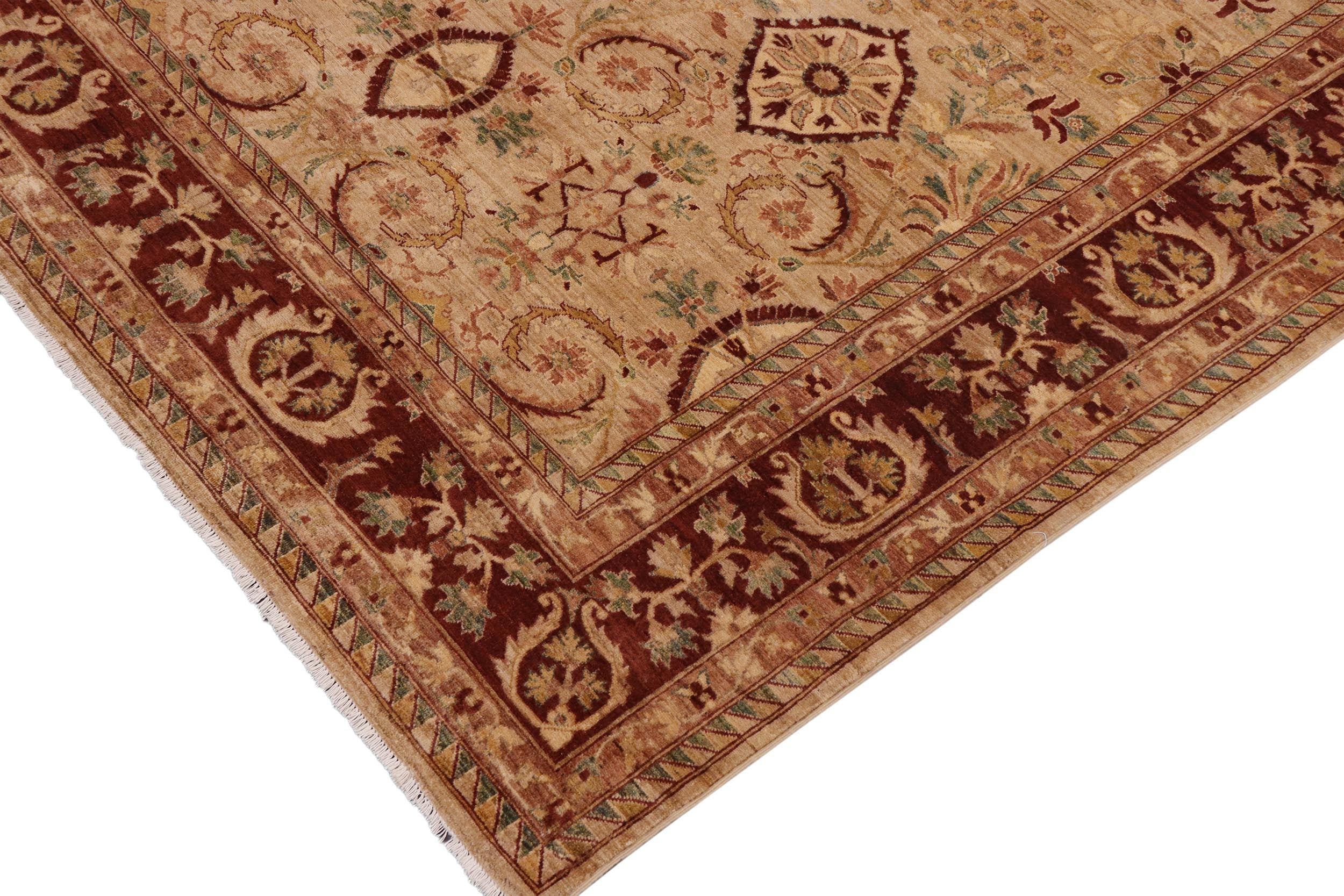 handmade Traditional Kafkaz Tan Brown Hand Knotted RECTANGLE 100% WOOL area rug 9x12