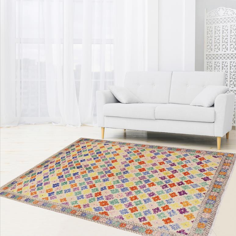 handmade Modern Balouchi Beige Gray Hand Knotted RECTANGLE 100% WOOL area rug 5x8