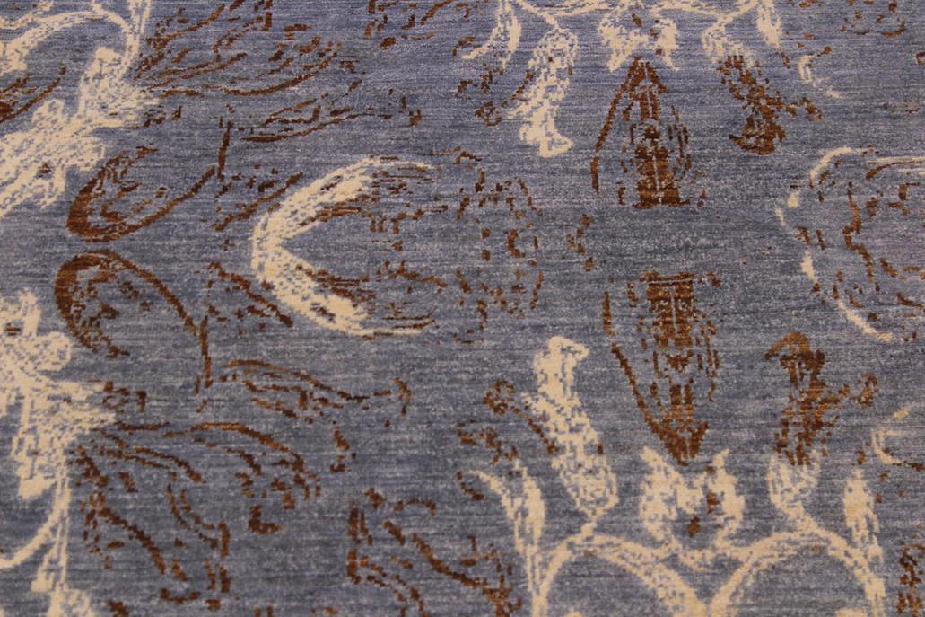 handmade Modern Kafkaz Blue Ivory Hand Knotted RECTANGLE 100% WOOL area rug 9 x 12