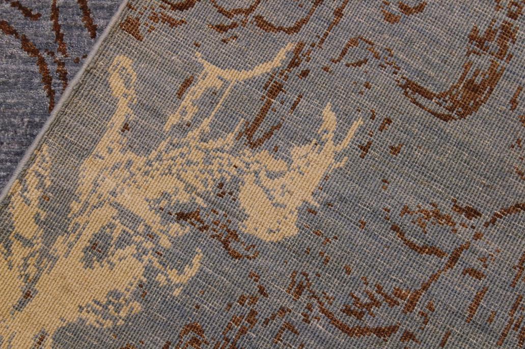 handmade Modern Kafkaz Blue Ivory Hand Knotted RECTANGLE 100% WOOL area rug 9 x 12