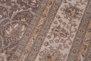handmade Transitional Kafkaz Gray Ivory Hand Knotted RECTANGLE 100% WOOL area rug 12' x 15'