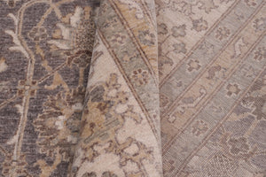 handmade Transitional Kafkaz Gray Ivory Hand Knotted RECTANGLE 100% WOOL area rug 12' x 15'