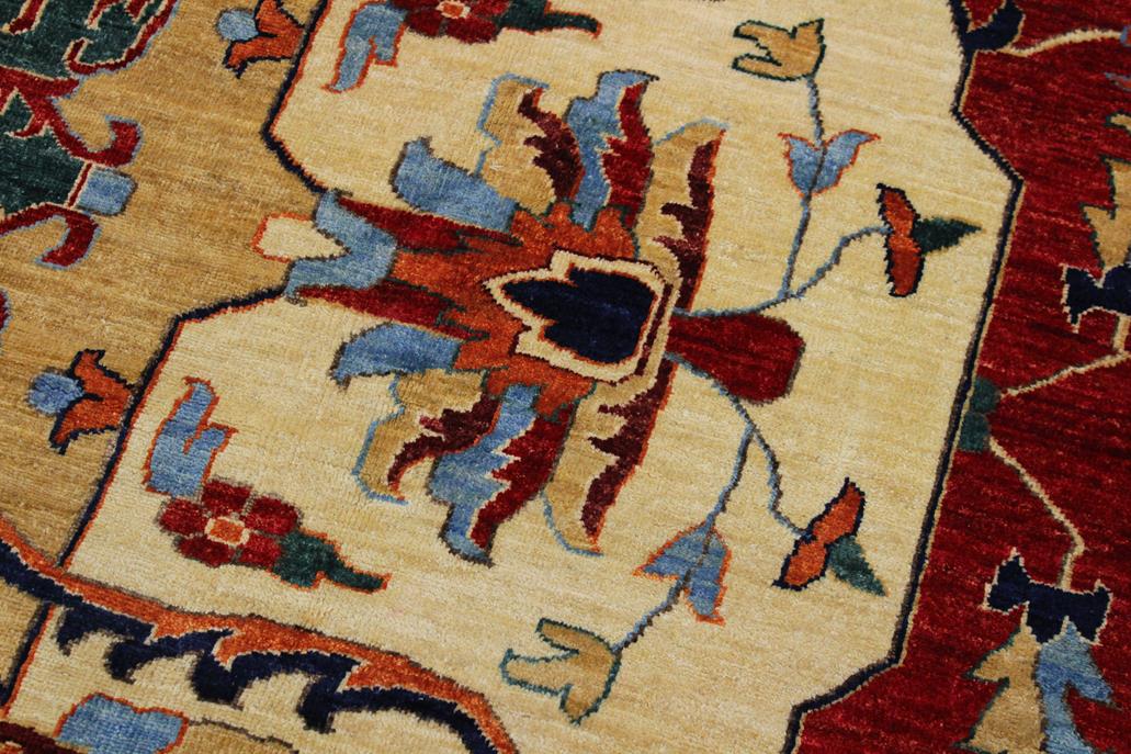 handmade Traditional Kafkaz Red Blue Hand Knotted RECTANGLE 100% WOOL area rug 12 x 14