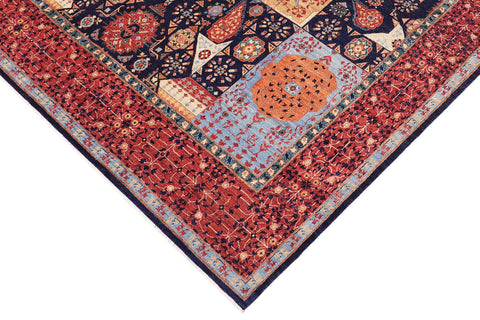 handmade Geometric Mamluk Blue Rust Hand Knotted RECTANGLE 100% WOOL area rug 9 x 12