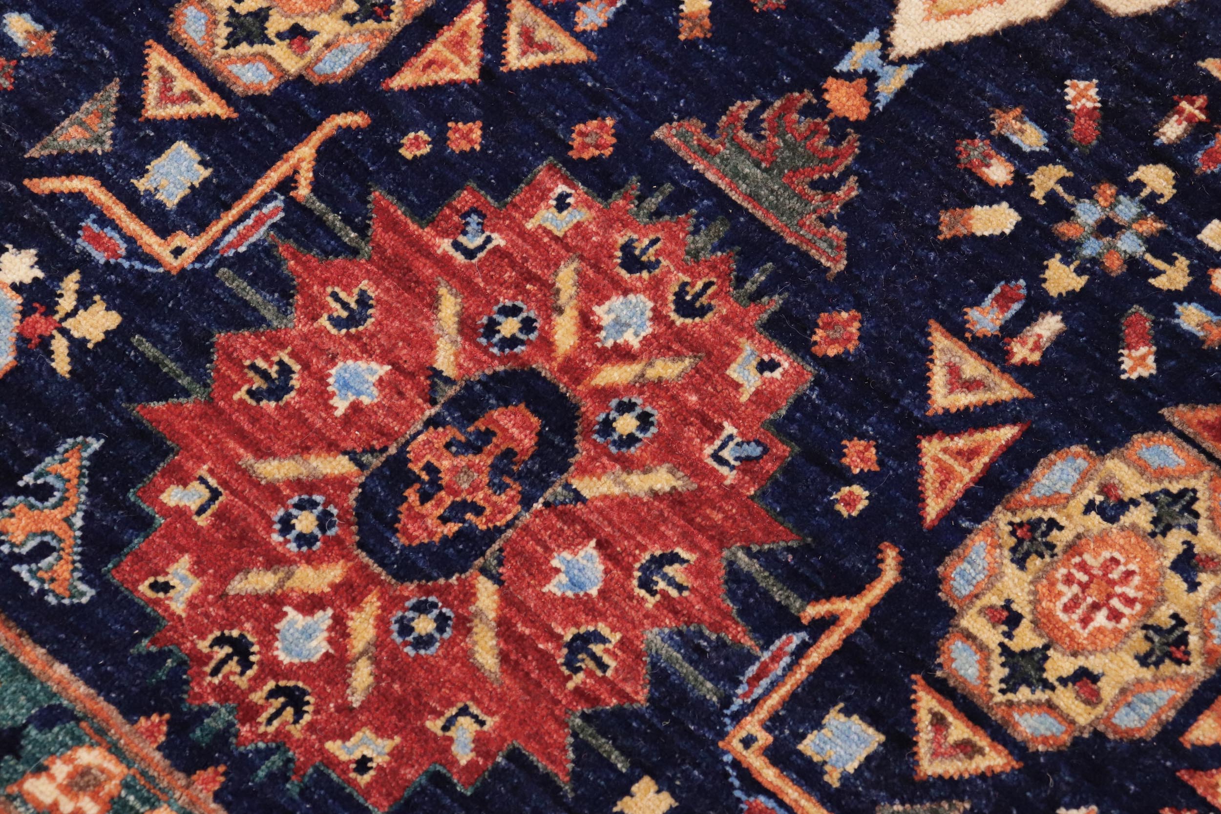 handmade Geometric Mamluk Blue Rust Hand Knotted RECTANGLE 100% WOOL area rug 9 x 12