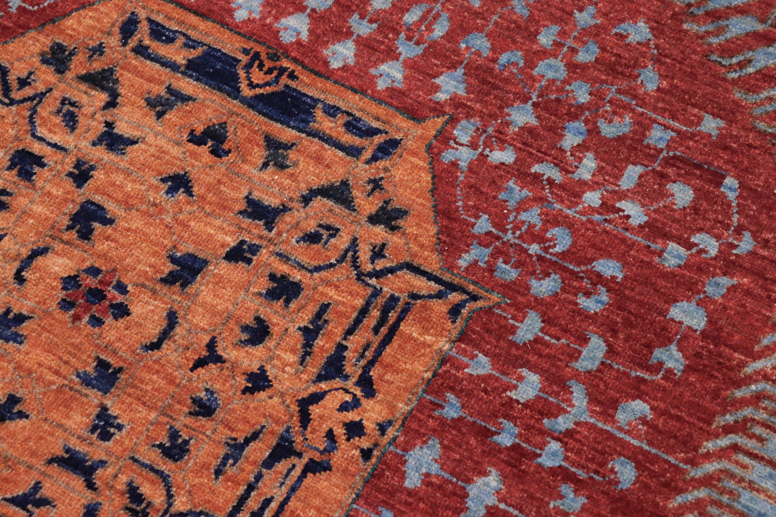 handmade Geometric Mamluk Blue Rust Hand Knotted RECTANGLE 100% WOOL area rug 9 x 12