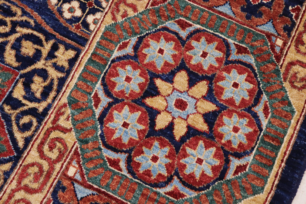 handmade Geometric Mamluk Blue Beige Hand Knotted RECTANGLE 100% WOOL area rug 9 x 12
