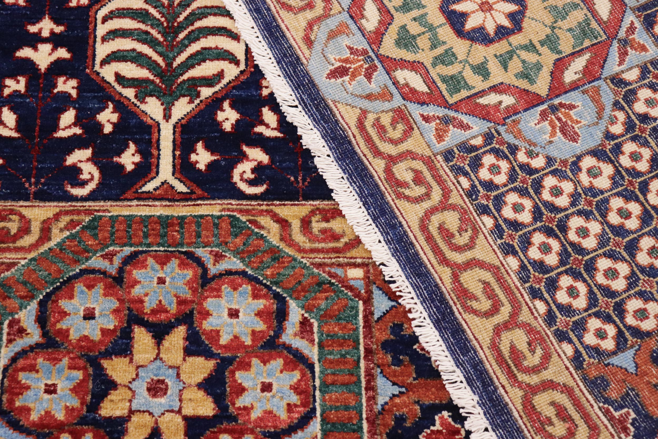 handmade Geometric Mamluk Blue Beige Hand Knotted RECTANGLE 100% WOOL area rug 9 x 12