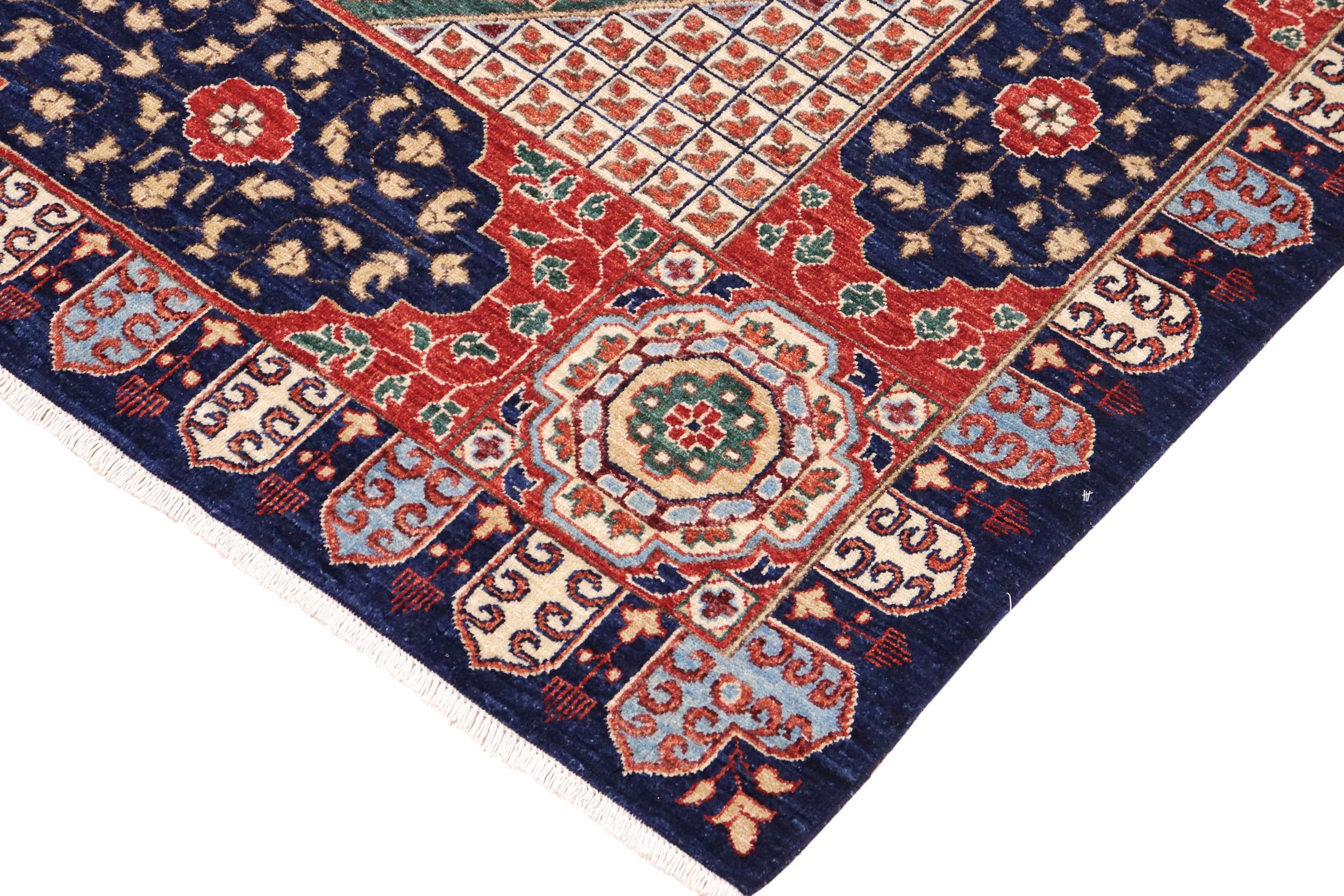 handmade Geometric Mamluk Drk. Blue Rust Hand Knotted RECTANGLE 100% WOOL area rug 9 x 12