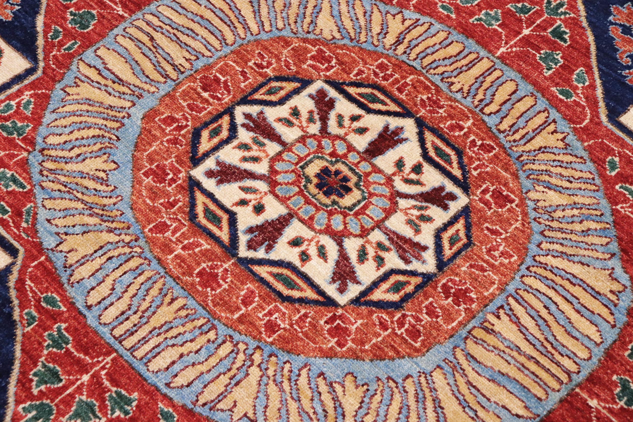 handmade Geometric Mamluk Drk. Blue Rust Hand Knotted RECTANGLE 100% WOOL area rug 9 x 12