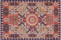 handmade Geometric Mamluk Drk. Blue Rust Hand Knotted RECTANGLE 100% WOOL area rug 9 x 12