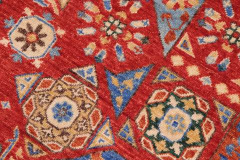 handmade Geometric Mamluk Red Blue Hand Knotted RECTANGLE 100% WOOL area rug 10 x 14