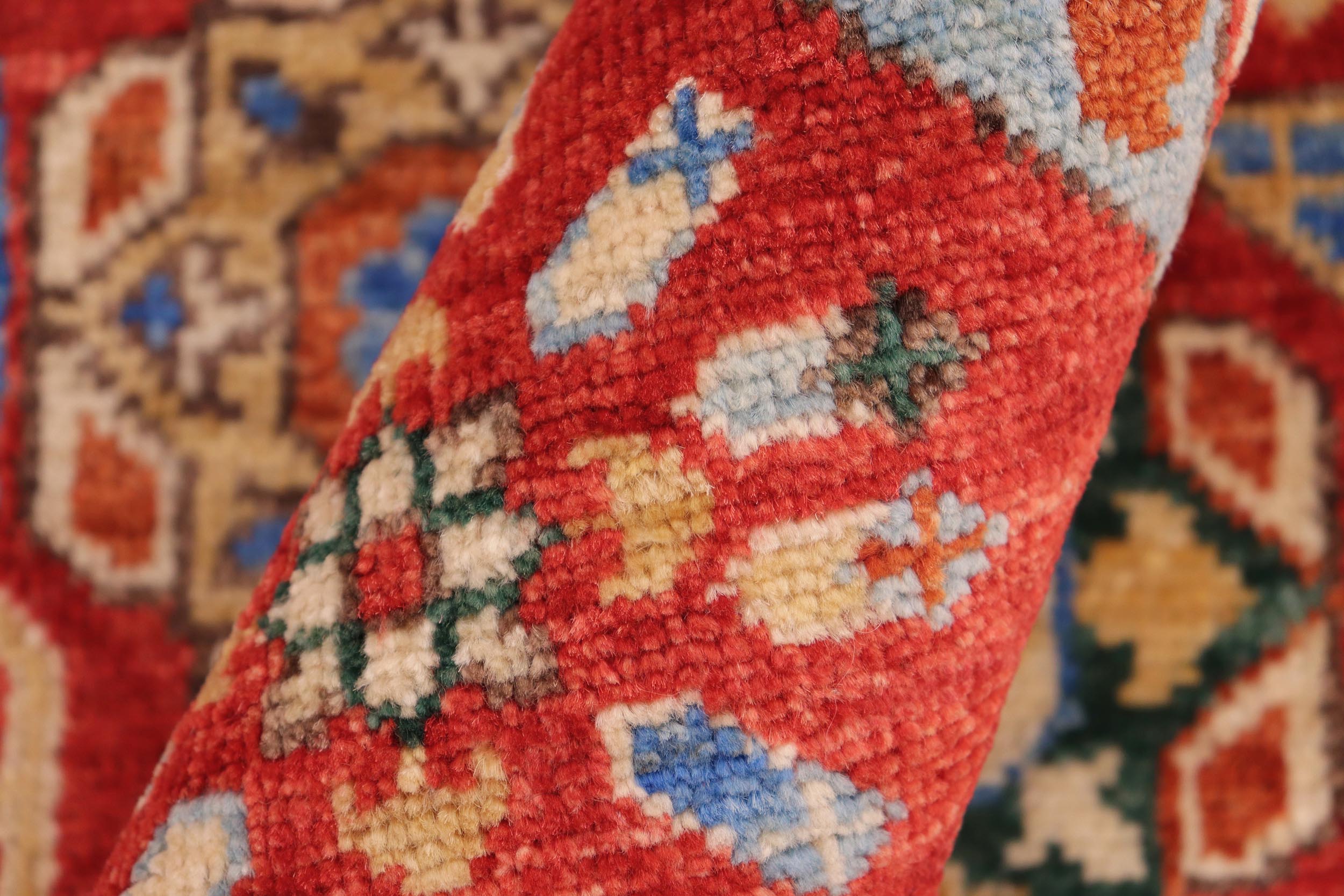 handmade Geometric Mamluk Red Blue Hand Knotted RECTANGLE 100% WOOL area rug 10 x 14