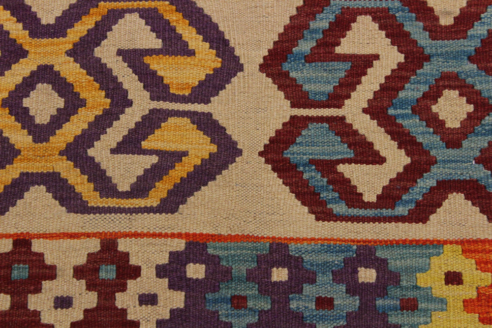 handmade Geometric Kilim Beige Red Hand-Woven RECTANGLE 100% WOOL area rug 3 x 5