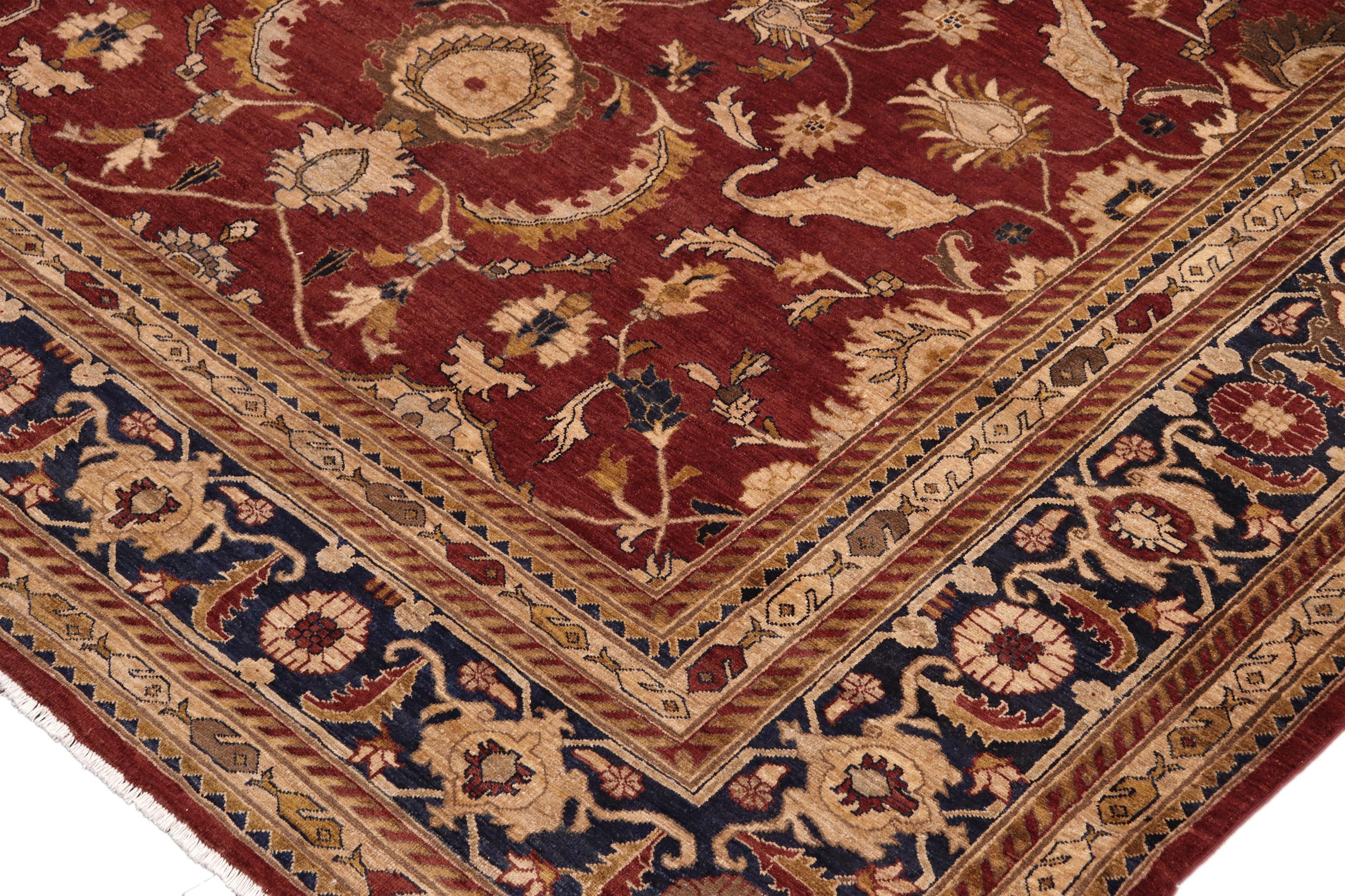 handmade Traditional Kafkaz Red Blue Hand Knotted RECTANGLE 100% WOOL area rug 10x13