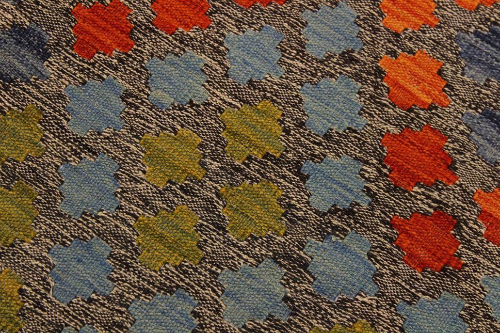 Flat Weave Kilim Antique Navaho Vintage handmade Modern Kilim Brown Gray Hand-Woven Rectangle 100% Wool Area Rug 7x10 