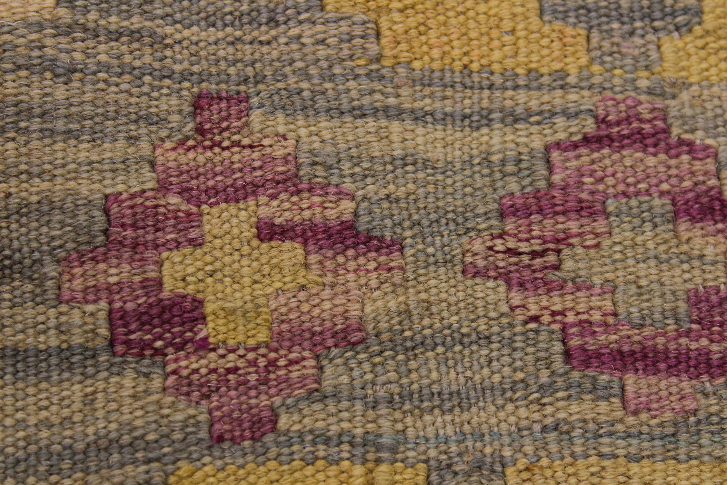 handmade Geometric Kilim Gray Pink Hand-Woven RECTANGLE 100% WOOL area rug 5 x 7