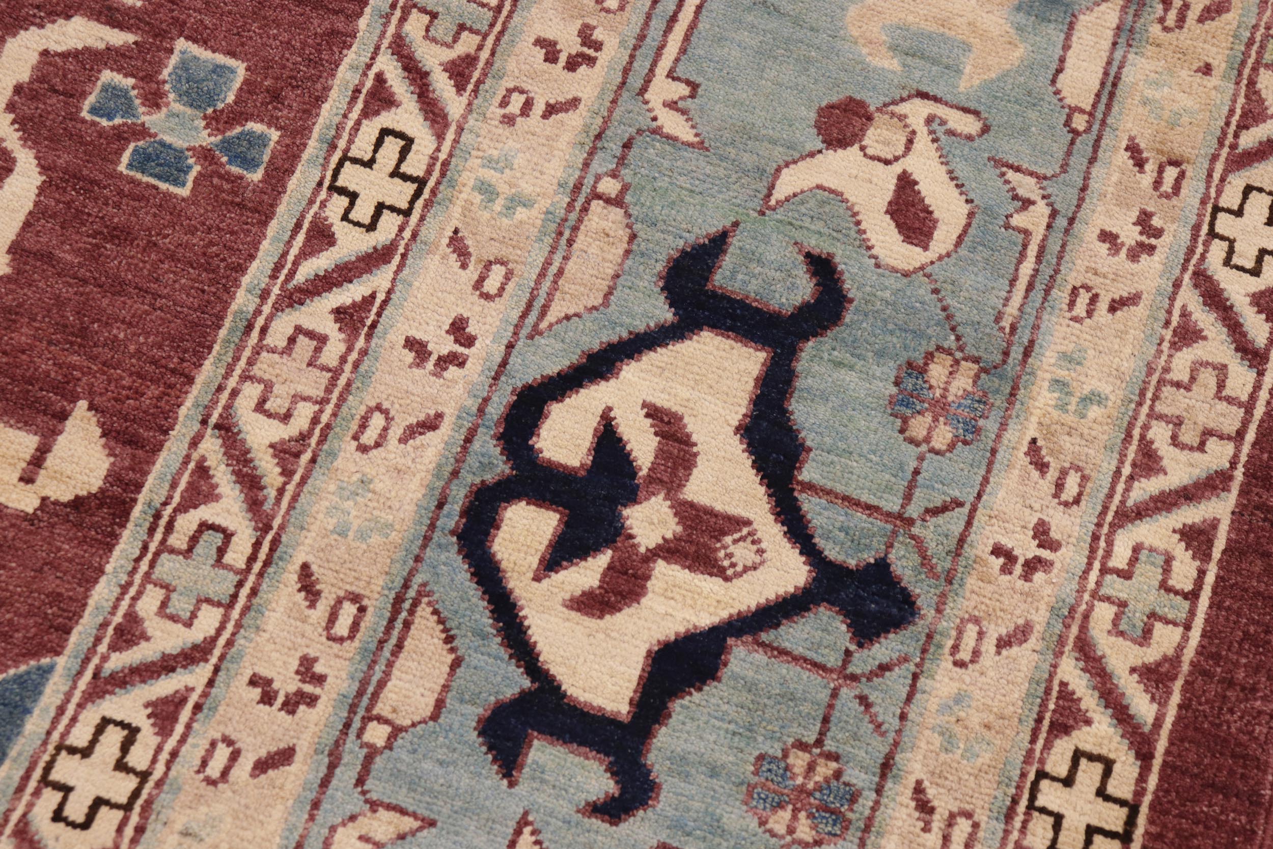 handmade Traditional Kafkaz Red Blue Hand Knotted RECTANGLE 100% WOOL area rug 10x15