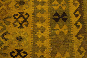 handmade Geometric Kilim Yellow Brown Hand-Woven RECTANGLE 100% WOOL area rug 5' x 8'