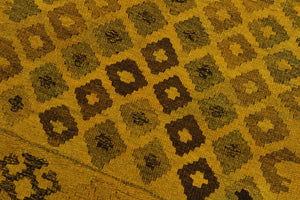 handmade Geometric Kilim Yellow Brown Hand-Woven RECTANGLE 100% WOOL area rug 5' x 8'