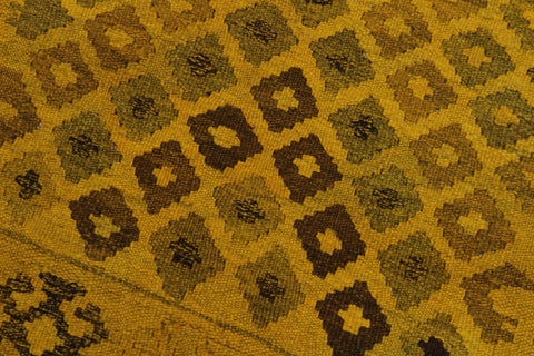 handmade Geometric Kilim Yellow Brown Hand-Woven RECTANGLE 100% WOOL area rug 5' x 8'