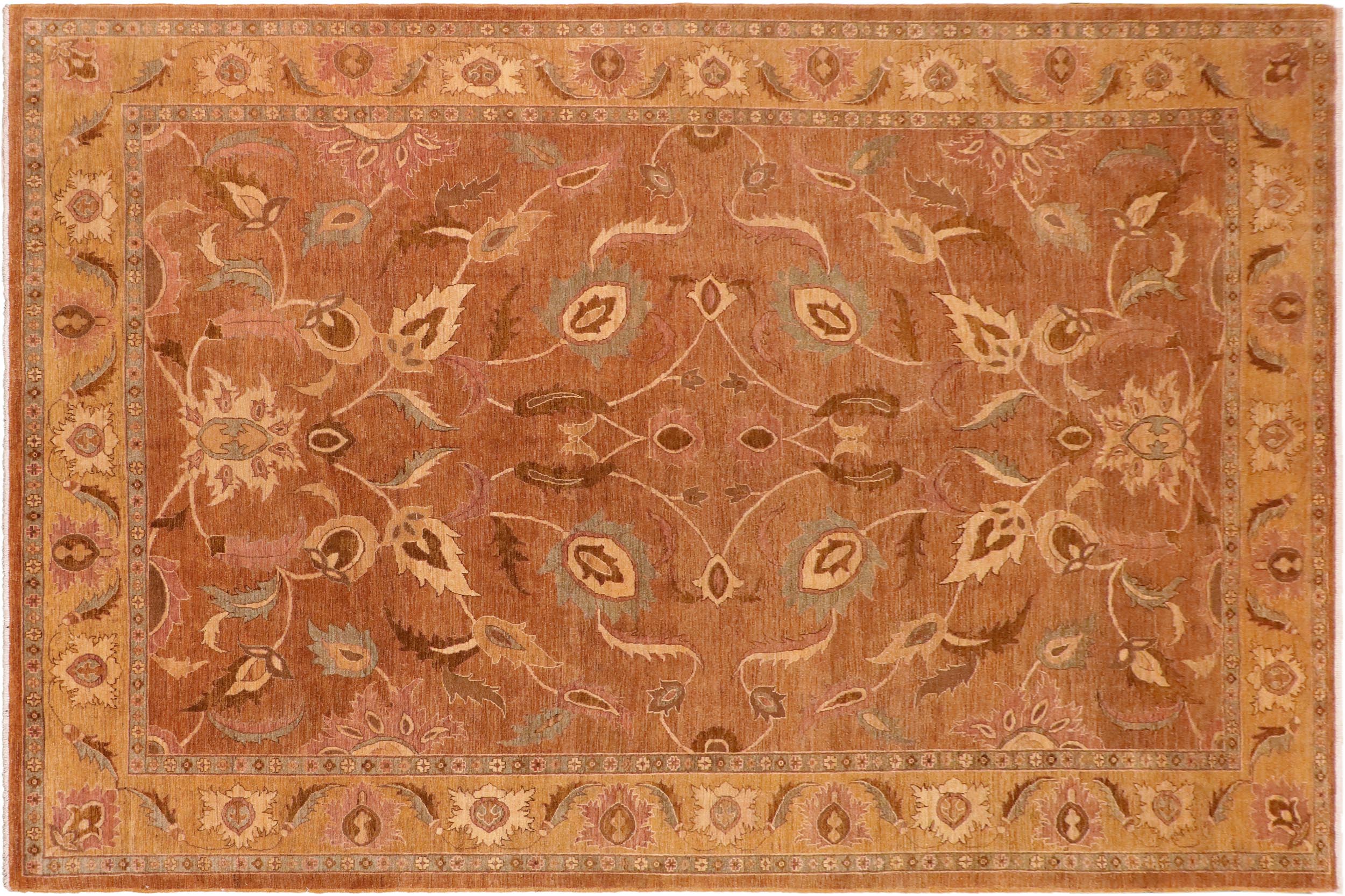 handmade Traditional Antique Brown Gold Hand Knotted RECTANGLE 100% WOOL area rug 10x14